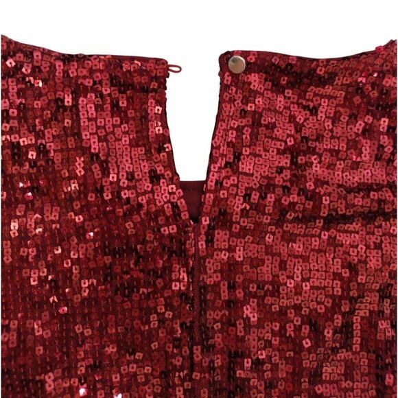 Cable & Gauge Women's Red Sequin Short Sleeve Top, Small. NWT. Made in China. - Picture 6 of 10